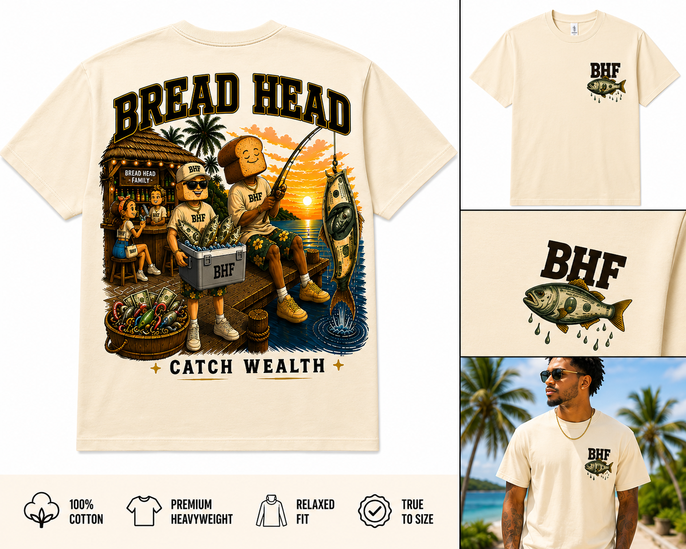Bread Head™ Catch Wealth Tee – Natural/Cream | Summer Collection 2026